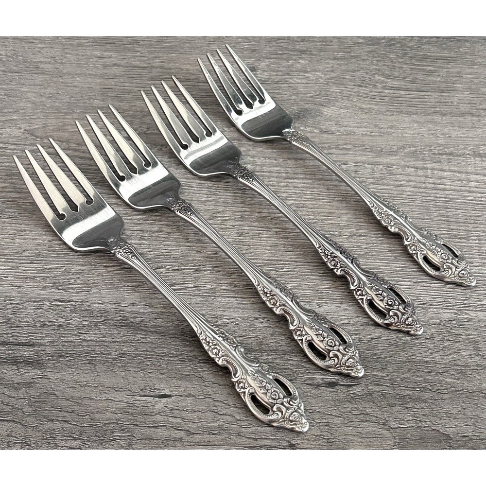 Onieda RENOIR PEMBROOKE Salad Forks Set‎ of 4 Stainless Made In USA